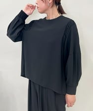 ZMBAE39158 al'aise modulation(アレーズモジュレーション) 【セットアップ対応】ギャザーアクセントデザインブラウス ブラック