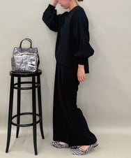 ZMBAE39158 al'aise modulation(アレーズモジュレーション) 【セットアップ対応】ギャザーアクセントデザインブラウス ブラック