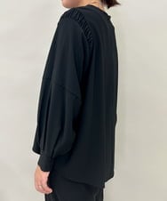 ZMBAE39158 al'aise modulation(アレーズモジュレーション) 【セットアップ対応】ギャザーアクセントデザインブラウス ブラック