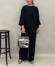 ZMBAE39158 al'aise modulation(アレーズモジュレーション) 【セットアップ対応】ギャザーアクセントデザインブラウス ブラック