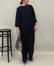 ZMBAE39158 al'aise modulation(アレーズモジュレーション) 【セットアップ対応】ギャザーアクセントデザインブラウス ブラック