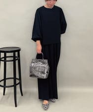 ZMBAE39158 al'aise modulation(アレーズモジュレーション) 【セットアップ対応】ギャザーアクセントデザインブラウス ブラック