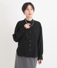 ZMBEB09150 al'aise modulation(アレーズモジュレーション) シアーチェックビブフロントシャツ ブラック