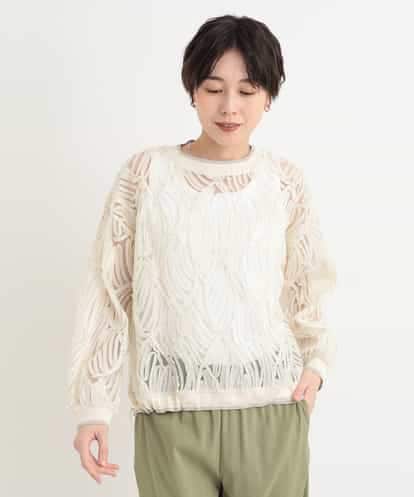 ZMBEB12110  【洗える】コード刺繍レースプルオーバー