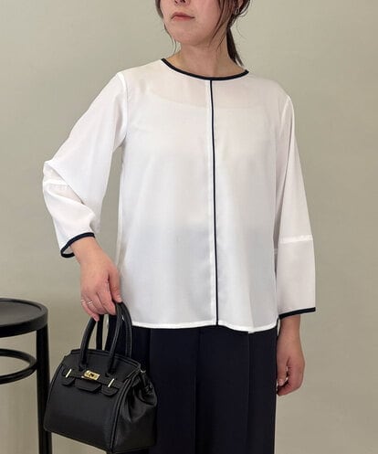 ZMBEE01099 al'aise modulation 【洗える】バイカラーパイピングシアーブラウス