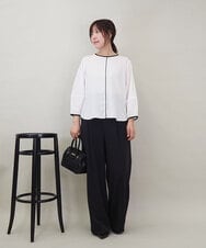 ZMBEE01099 al'aise modulation(アレーズモジュレーション) 【洗える】バイカラーパイピングシアーブラウス アイボリー