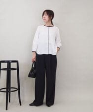 ZMBEE01099 al'aise modulation(アレーズモジュレーション) 【洗える】バイカラーパイピングシアーブラウス アイボリー