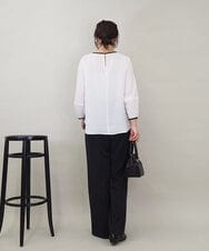 ZMBEE01099 al'aise modulation(アレーズモジュレーション) 【洗える】バイカラーパイピングシアーブラウス アイボリー