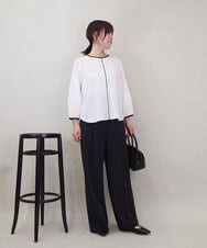 ZMBEE01099 al'aise modulation(アレーズモジュレーション) 【洗える】バイカラーパイピングシアーブラウス アイボリー