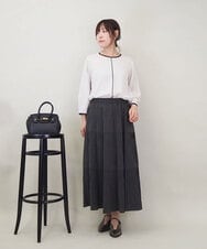 ZMBEE01099 al'aise modulation(アレーズモジュレーション) 【洗える】バイカラーパイピングシアーブラウス ライトグレー