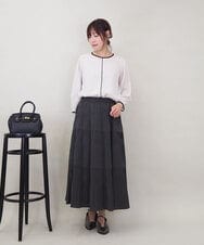 ZMBEE01099 al'aise modulation(アレーズモジュレーション) 【洗える】バイカラーパイピングシアーブラウス ライトグレー