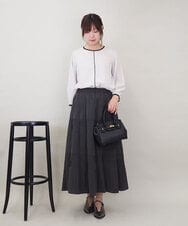 ZMBEE01099 al'aise modulation(アレーズモジュレーション) 【洗える】バイカラーパイピングシアーブラウス ライトグレー