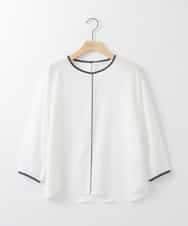 ZMBEE01099 al'aise modulation(アレーズモジュレーション) 【洗える】バイカラーパイピングシアーブラウス アイボリー