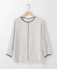 ZMBEE01099 al'aise modulation(アレーズモジュレーション) 【洗える】バイカラーパイピングシアーブラウス ライトグレー