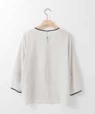 ZMBEE01099 al'aise modulation(アレーズモジュレーション) 【洗える】バイカラーパイピングシアーブラウス ライトグレー