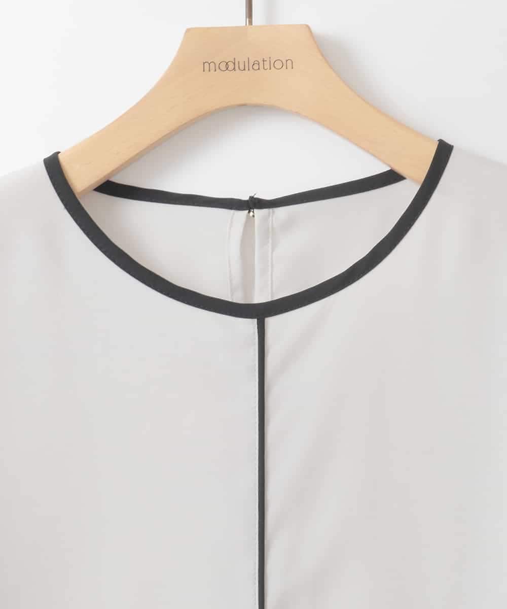 ZMBEE01099 al'aise modulation(アレーズモジュレーション) 【洗える】バイカラーパイピングシアーブラウス ライトグレー