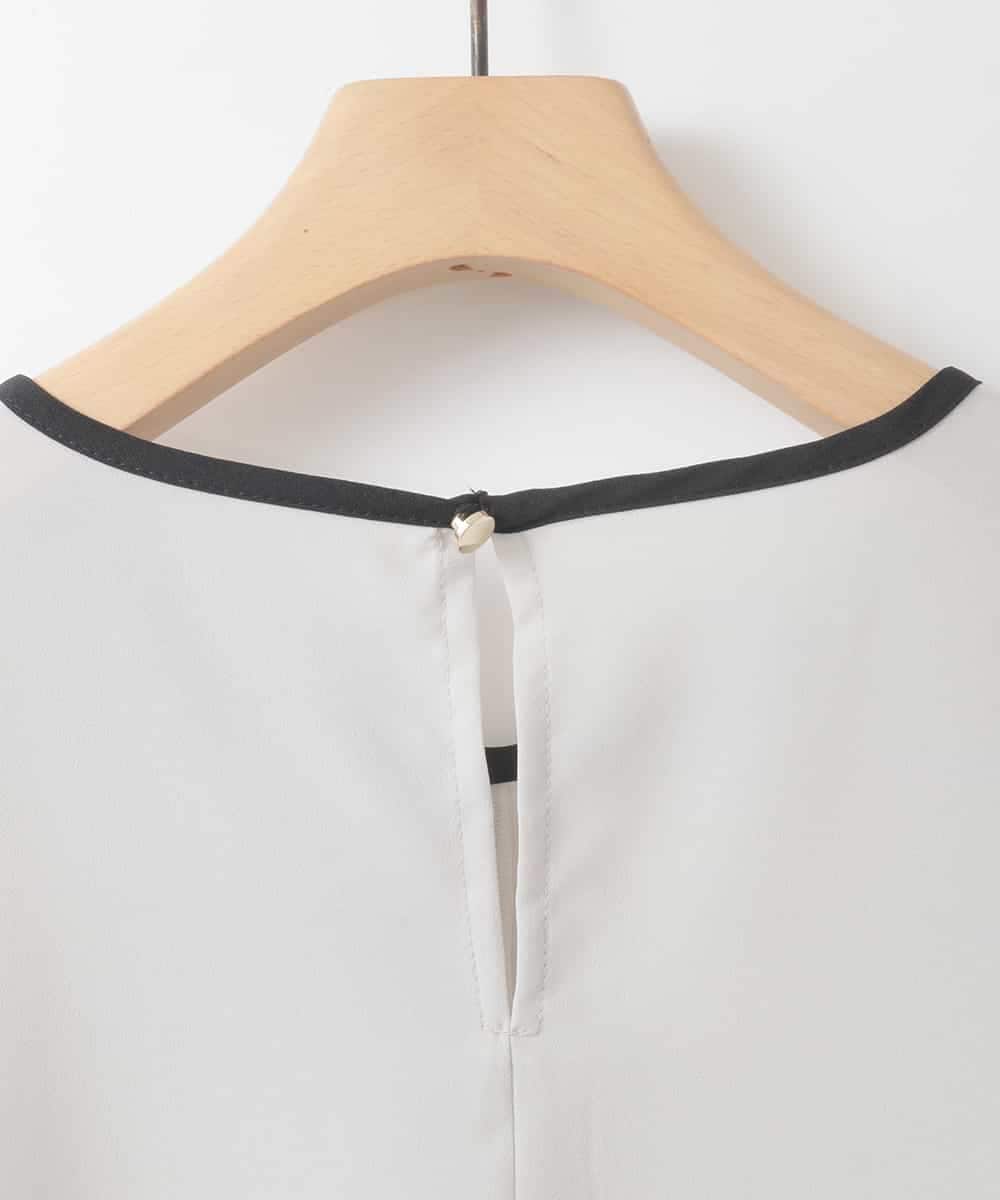 ZMBEE01099 al'aise modulation(アレーズモジュレーション) 【洗える】バイカラーパイピングシアーブラウス ライトグレー