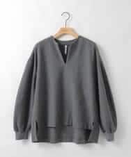 ZMBEE03148 al'aise modulation(アレーズモジュレーション) ピンストライプキーネックプルオーバー ダークグレー