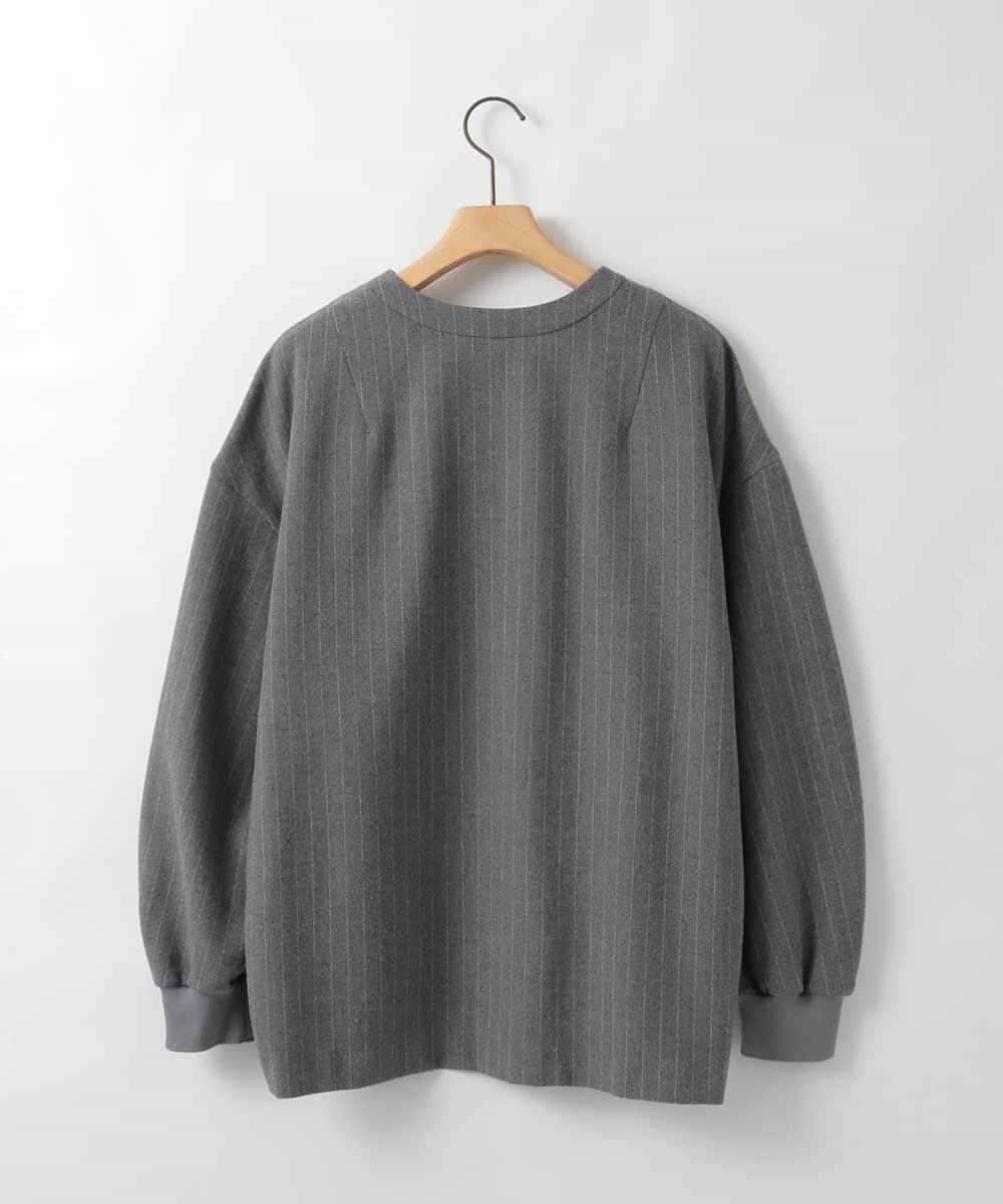 ZMBEE03148 al'aise modulation(アレーズモジュレーション) ピンストライプキーネックプルオーバー ダークグレー