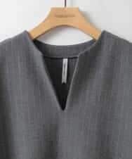 ZMBEE03148 al'aise modulation(アレーズモジュレーション) ピンストライプキーネックプルオーバー ダークグレー