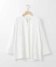 ZMBEE04140 al'aise modulation(アレーズモジュレーション) アシメパールスキッパーブラウス ホワイト