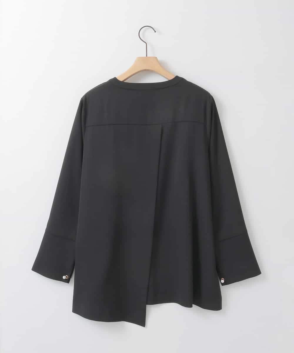 ZMBEE04140 al'aise modulation(アレーズモジュレーション) アシメパールスキッパーブラウス ブラック