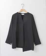 ZMBEE04140 al'aise modulation(アレーズモジュレーション) アシメパールスキッパーブラウス ブラック