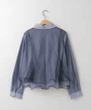 ZMBEE05130 al'aise modulation(アレーズモジュレーション) ストライプチュールブラウス ブルー