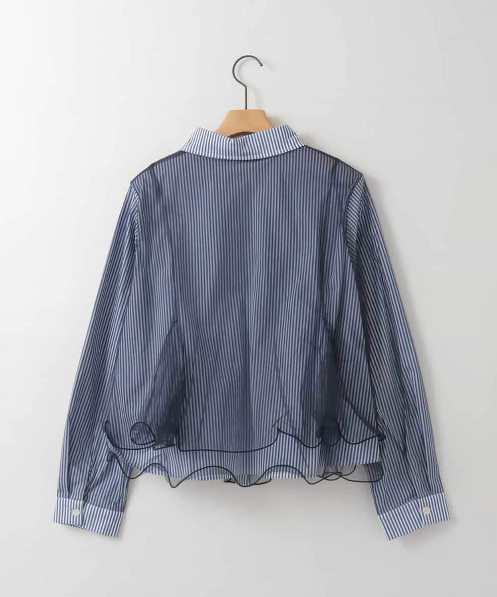ZMBEE05130 al'aise modulation(アレーズモジュレーション) ストライプチュールブラウス ブルー