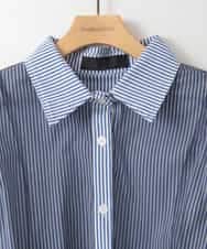 ZMBEE05130 al'aise modulation(アレーズモジュレーション) ストライプチュールブラウス ブルー