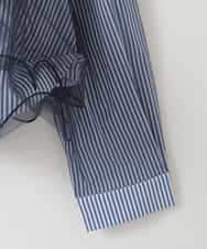 ZMBEE05130 al'aise modulation(アレーズモジュレーション) ストライプチュールブラウス ブルー