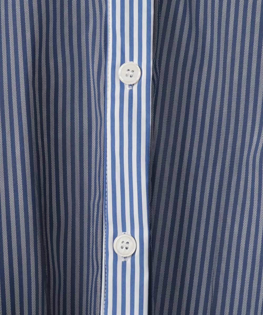 ZMBEE05130 al'aise modulation(アレーズモジュレーション) ストライプチュールブラウス ブルー