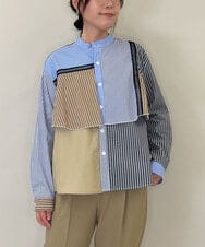 ZMBEE06140 al'aise modulation(アレーズモジュレーション) ドッキング配色ブラウス ベージュ