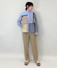 ZMBEE06140 al'aise modulation(アレーズモジュレーション) ドッキング配色ブラウス ベージュ