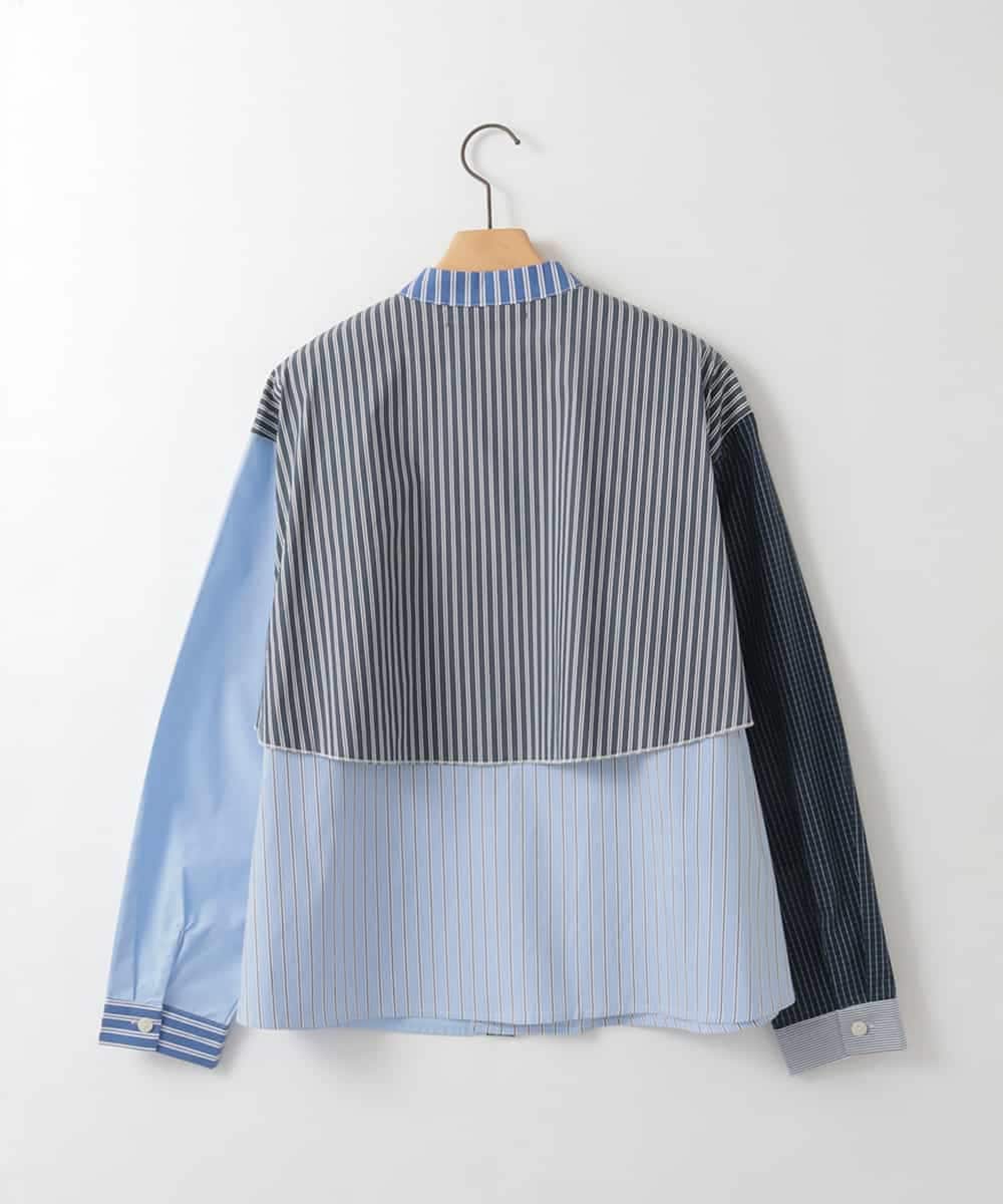 ZMBEE06140 al'aise modulation(アレーズモジュレーション) ドッキング配色ブラウス ブルー