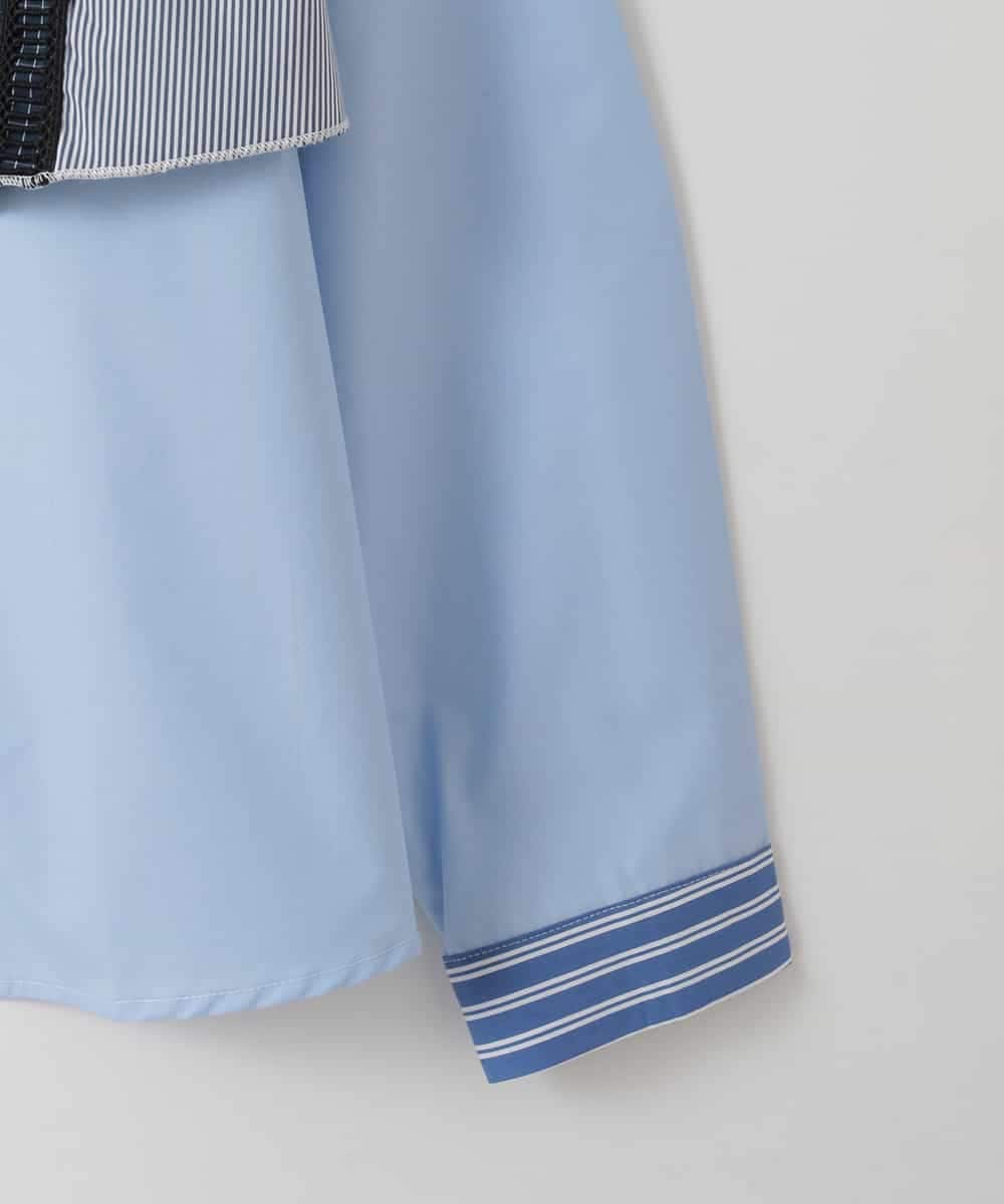 ZMBEE06140 al'aise modulation(アレーズモジュレーション) ドッキング配色ブラウス ブルー