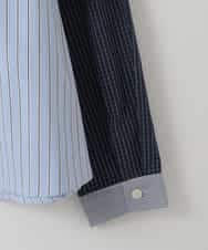 ZMBEE06140 al'aise modulation(アレーズモジュレーション) ドッキング配色ブラウス ブルー