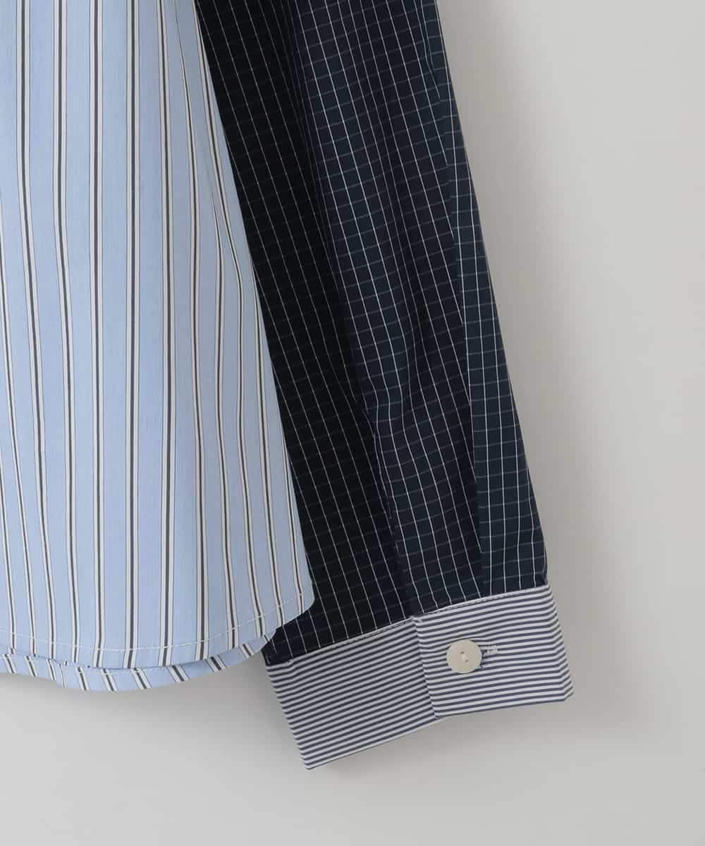 ZMBEE06140 al'aise modulation(アレーズモジュレーション) ドッキング配色ブラウス ブルー