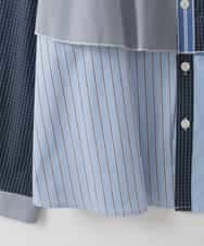 ZMBEE06140 al'aise modulation(アレーズモジュレーション) ドッキング配色ブラウス ブルー