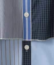 ZMBEE06140 al'aise modulation(アレーズモジュレーション) ドッキング配色ブラウス ブルー