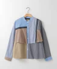 ZMBEE06140 al'aise modulation(アレーズモジュレーション) ドッキング配色ブラウス ベージュ