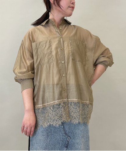 ZMBEE07150 al'aise modulation 裾レースシアーシャツ