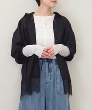 ZMBEE07150 al'aise modulation(アレーズモジュレーション) 裾レースシアーシャツ ブラック