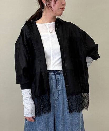 ZMBEE07150 al'aise modulation 裾レースシアーシャツ