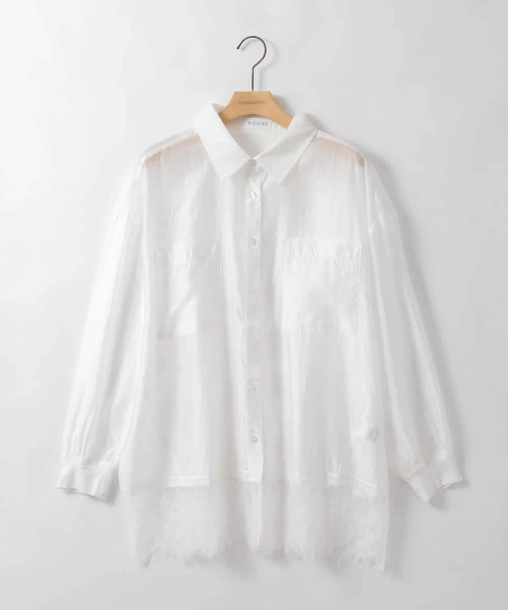 ZMBEE07150 al'aise modulation(アレーズモジュレーション) 裾レースシアーシャツ アイボリー