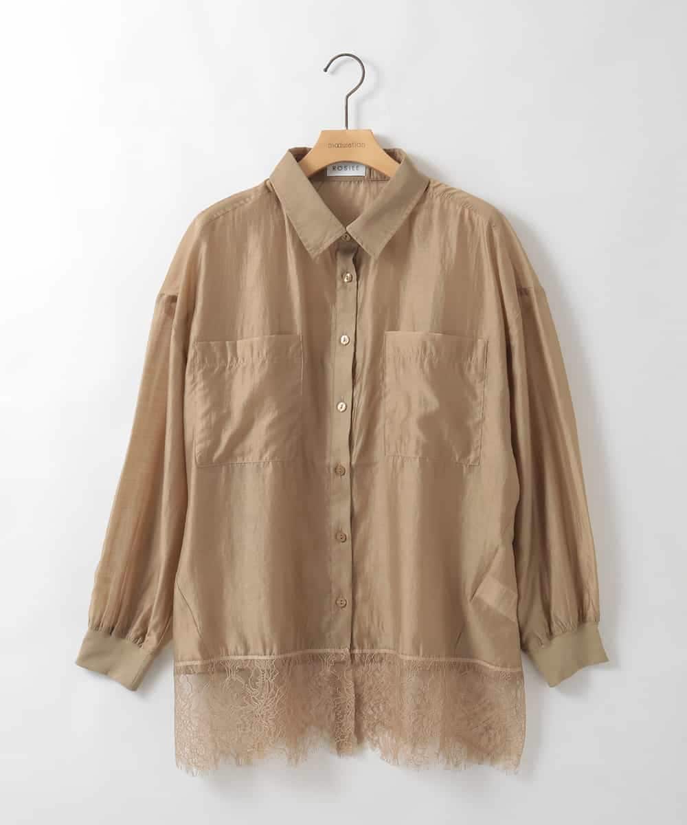 ZMBEE07150 al'aise modulation(アレーズモジュレーション) 裾レースシアーシャツ ベージュ