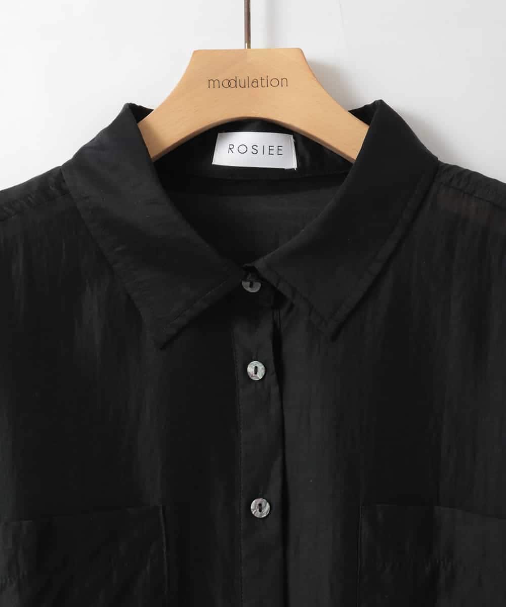 ZMBEE07150 al'aise modulation(アレーズモジュレーション) 裾レースシアーシャツ ブラック