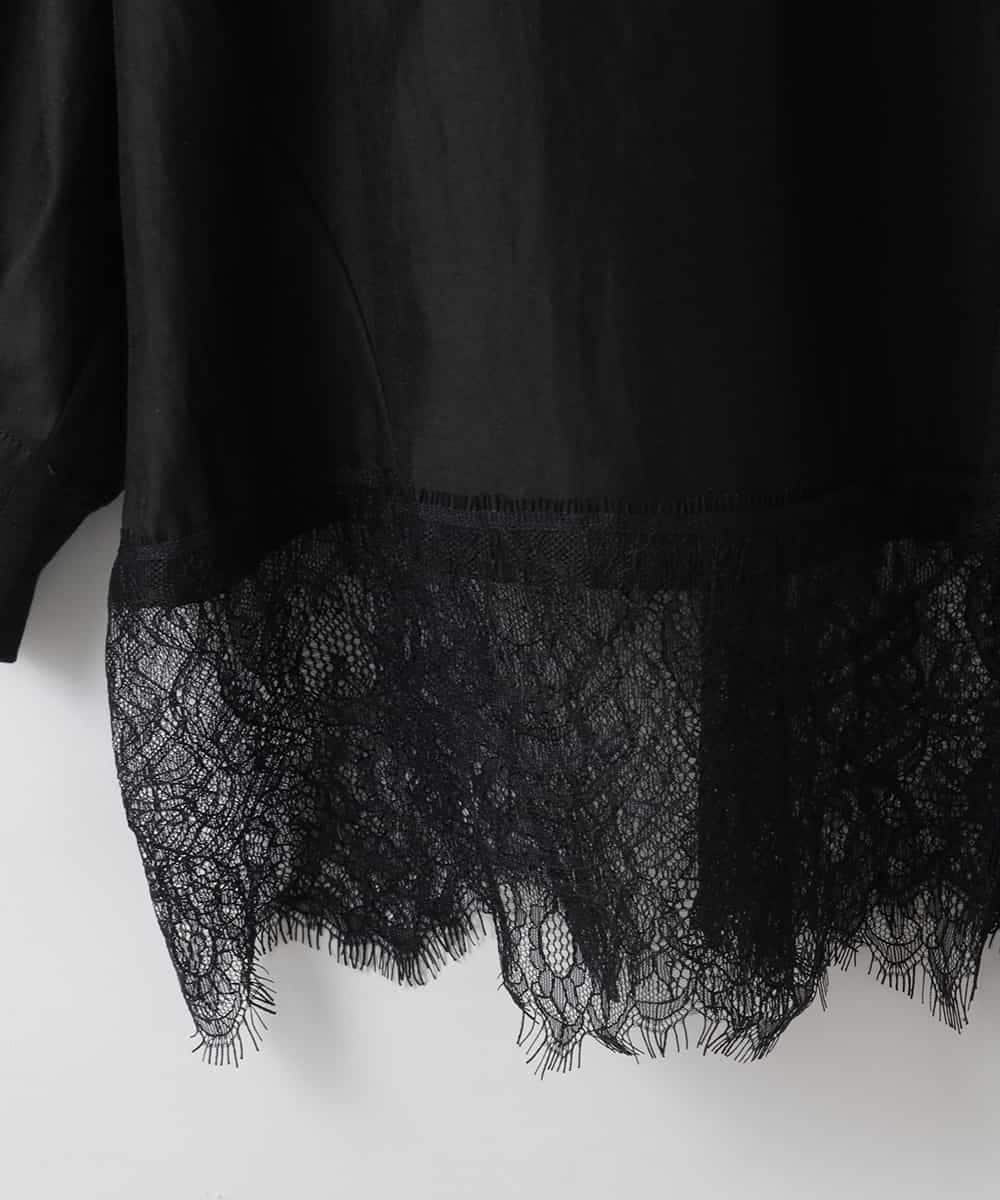 ZMBEE07150 al'aise modulation(アレーズモジュレーション) 裾レースシアーシャツ ブラック