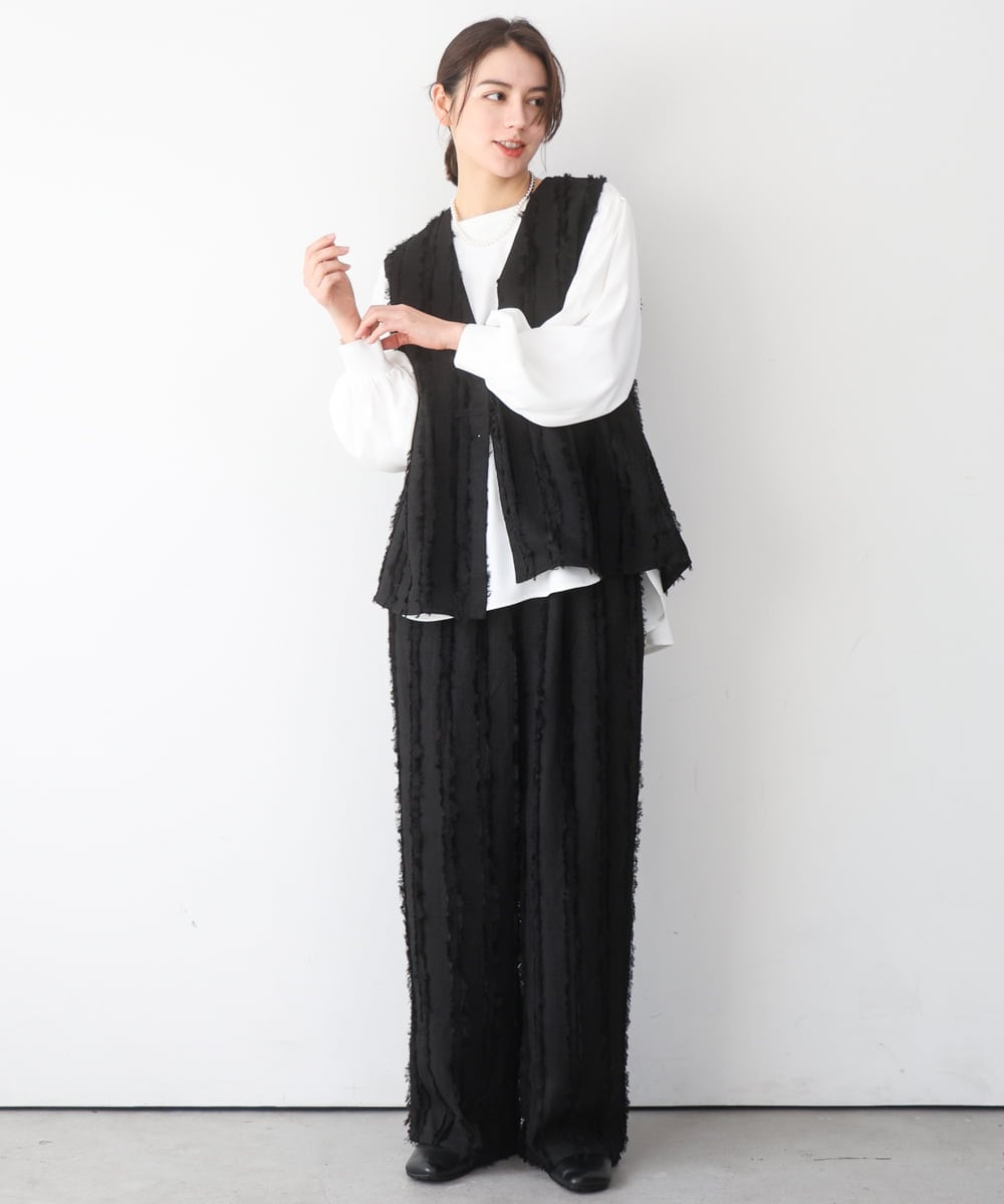 ZMBEE08079 al'aise modulation(アレーズモジュレーション) カットジョーゼットクルーネックブラウス アイボリー