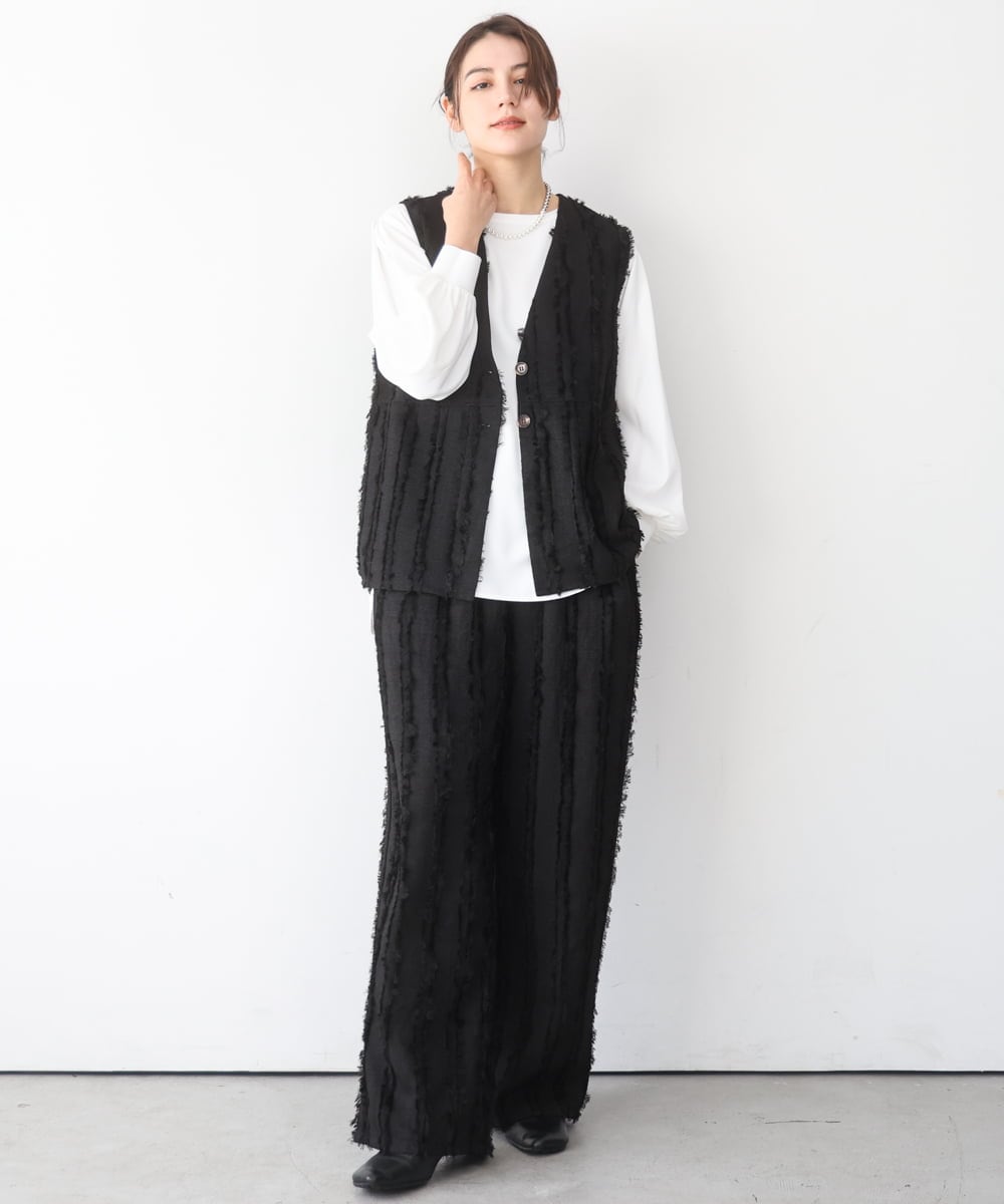 ZMBEE08079 al'aise modulation(アレーズモジュレーション) カットジョーゼットクルーネックブラウス アイボリー